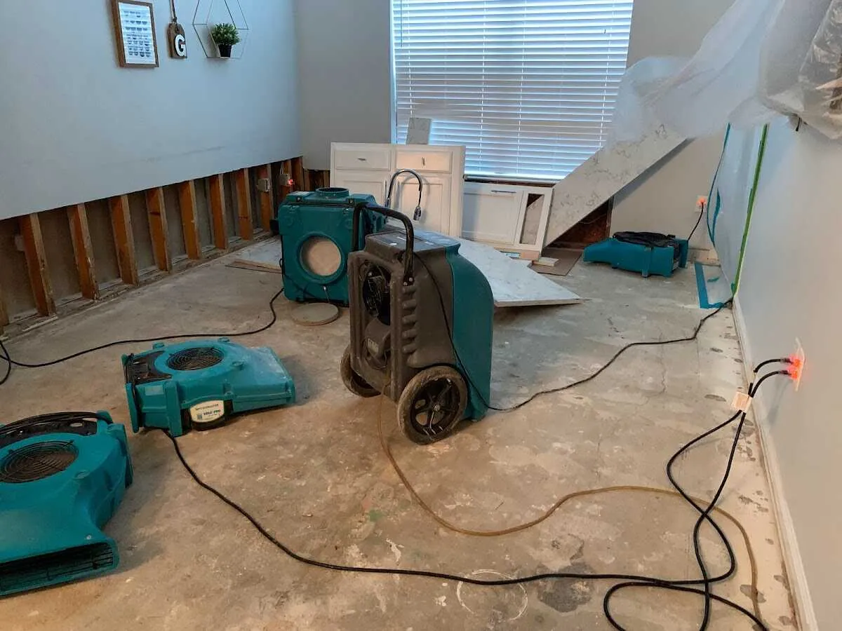 Dehumidifier in flood-cut room for Water Damage Restoration in Skippack